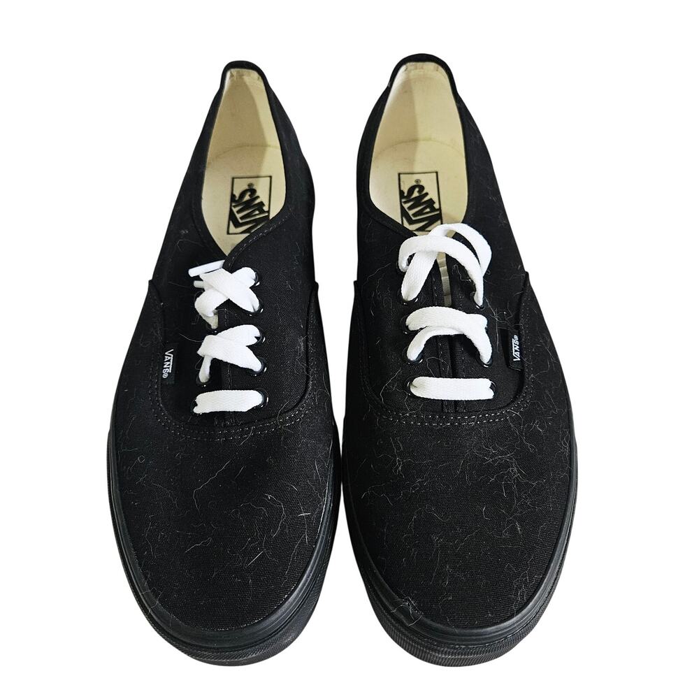 Vans Low Top Lace Up Skater Shoes Black Canvas White Laces Classic Emo Men's 12